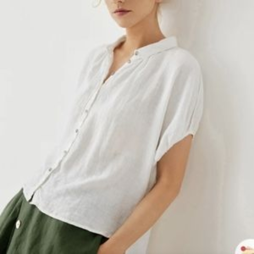 Grae Cove White Linen Top